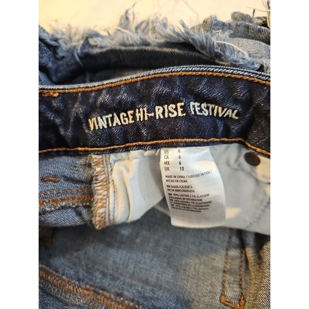 American Eagle‎ Vintage High Rise Festival Shorts Womens 6 Denim Cut Off Stretch
